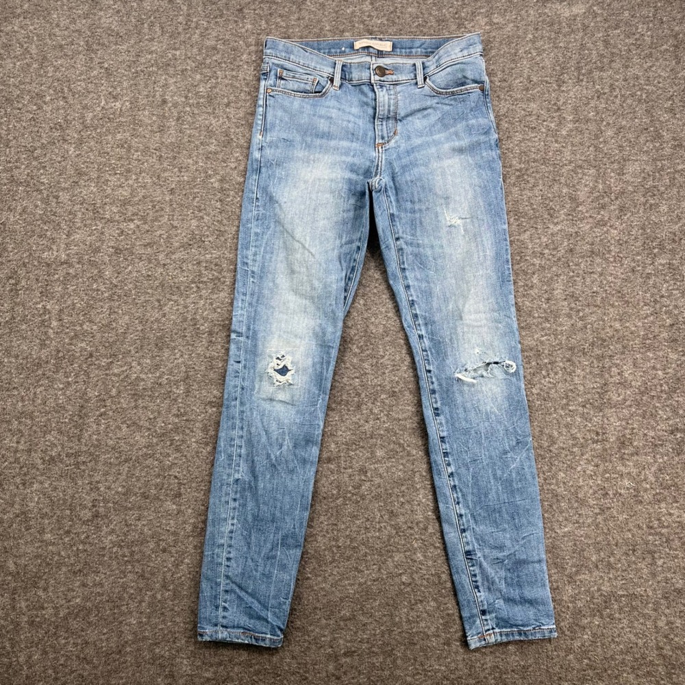 Banana Republic Premium Denim Skinny Ankle Jeans Light Wash Distressed Blue 26